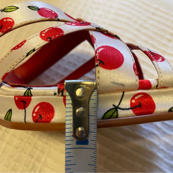 NWOT N.Y.L.A. Ankle-Strap Satin Cherry Heels - Picture 5 of 11